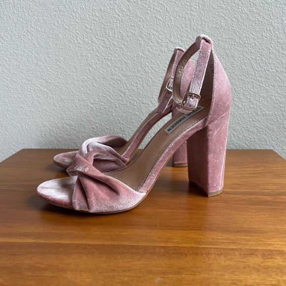 Steve Madden Pink Velvet Block Heels | size 8.5 - Picture 6 of 7